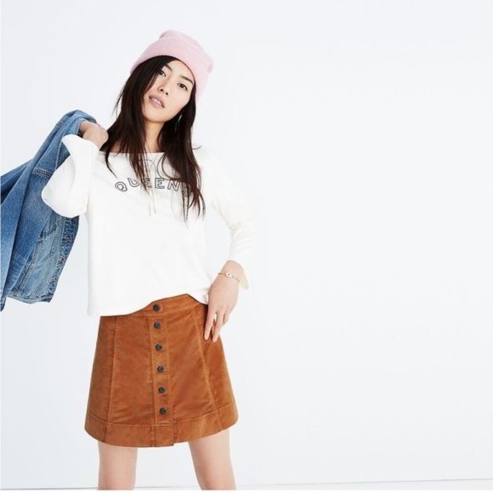 Madewell Women’s Skirt Mini Size 2 Velveteen Metropolis Snap Preppy Fall
